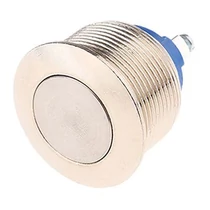 Antivandál nyomógomb egy áramkörös, (ON)-OFF d=19mm 2A 12/24V lapos