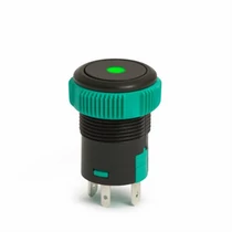 Nyomógomb d-19mm világító 20A 12V zöld