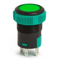 Nyomógomb d-19mm világító 20A 12V zöld teli