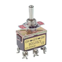 Fémkaros kapcsoló két áramkörös, három állású fix ON-OFF-ON