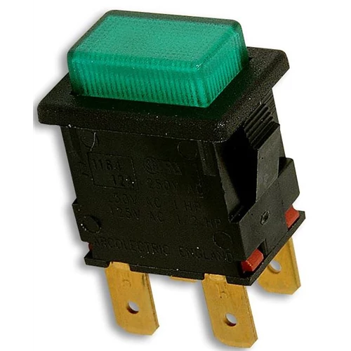 Nyomókapcsoló 13X19 két áramkörös, két állású ON/OFF világító 230V