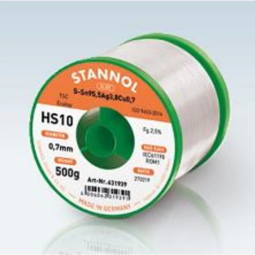 STANNOL HS10 Sn96Ag4 1.0mm 500g forrasztó ón