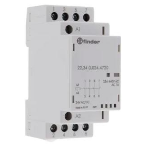 Finder 22.34.0.024.4720 installációs relé 4-pol 25A 24VAC/24VDC NC + NO x3 
