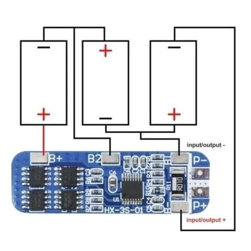 Töltésvezérlő 3db 18650 Li-Ion cellához 8a 12.6-12.7 V 50×16×3 mm