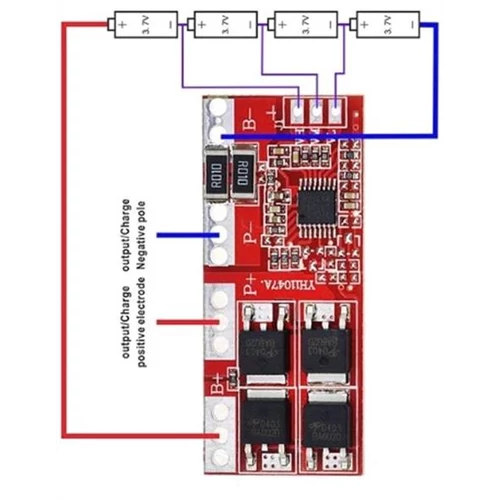 Töltésvezérlő 4db 18650 Li-Ion cellához 30A 14.4V-16.8V 50×23mm