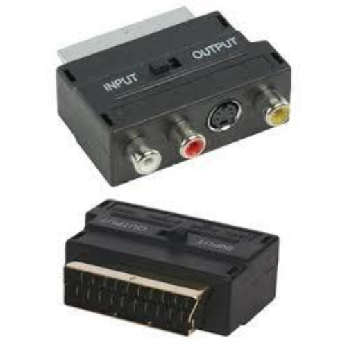 RCA/SCART adapter 3XRCA aljzat+SVHS aljzat - SCART dugó, IN/OUT tolókapcsolóval
