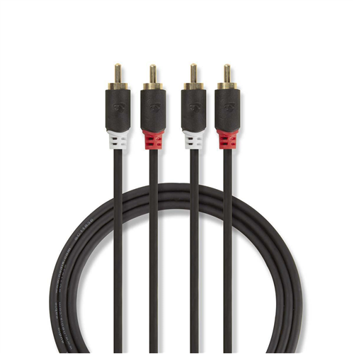 RCA KÁBEL 2XRCA DUGÓ - 2XRCA DUGÓ ARANYOZOTT 2m