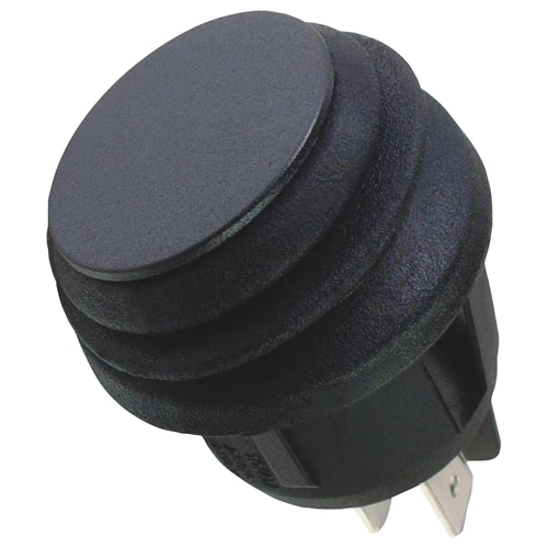 Billenő kapcsoló kerek két áramkörös, két állású 10A/250VAC fekete IP65 Harmónikás