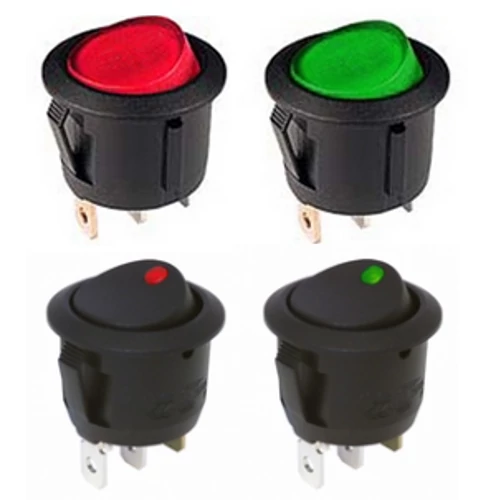 Billenő kapcsoló kerek egy áramkörös, két állású világító 12VDC