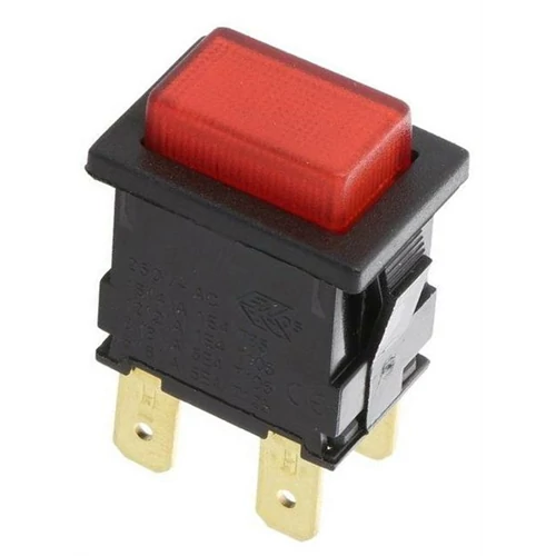 Nyomókapcsoló 13X19 két áramkörös, két állású ON/OFF világító 230V