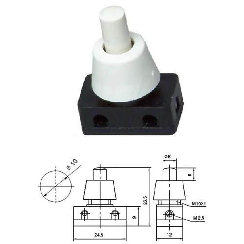 Lapos nyomókapcsoló 250V/1A ON-OFF fekete