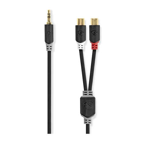 JACK 3,5 sztereó dugó - 2xRCA Lengő aljzat Pr.kábel 2m