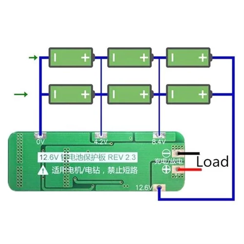 Töltésvezérlő 3db Li-Ion cellához 20a 12.6-12.7 59 × 20 × 3.4 mm