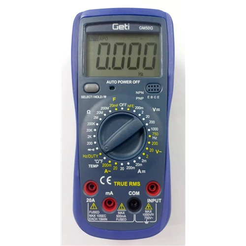 GETI GM50G multiméter 1000VDC 750VAC 20A AC/DC True RMS