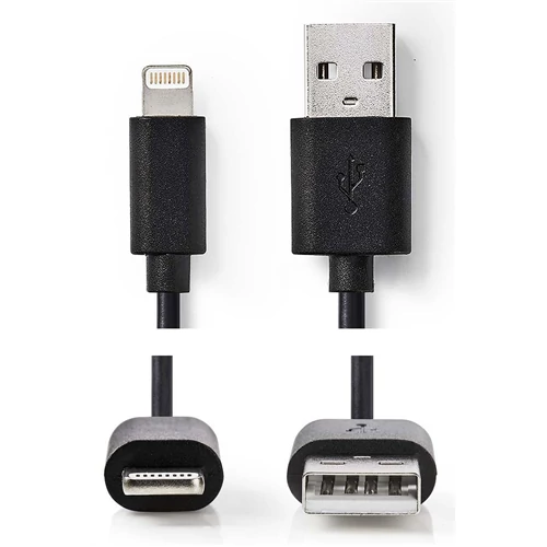 USB KÁBEL USB-A - LIGHTNING 8p 1m fekete